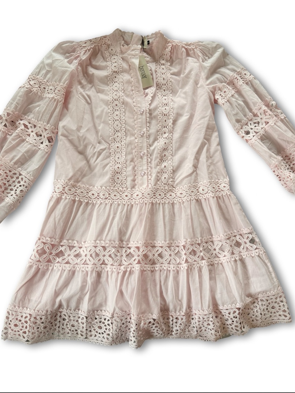 Benaar LA Delicate Pink Lace-Panel Mini Dress - Picture 2 of 5